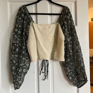 Anthropologie Cropped Floral Blouse